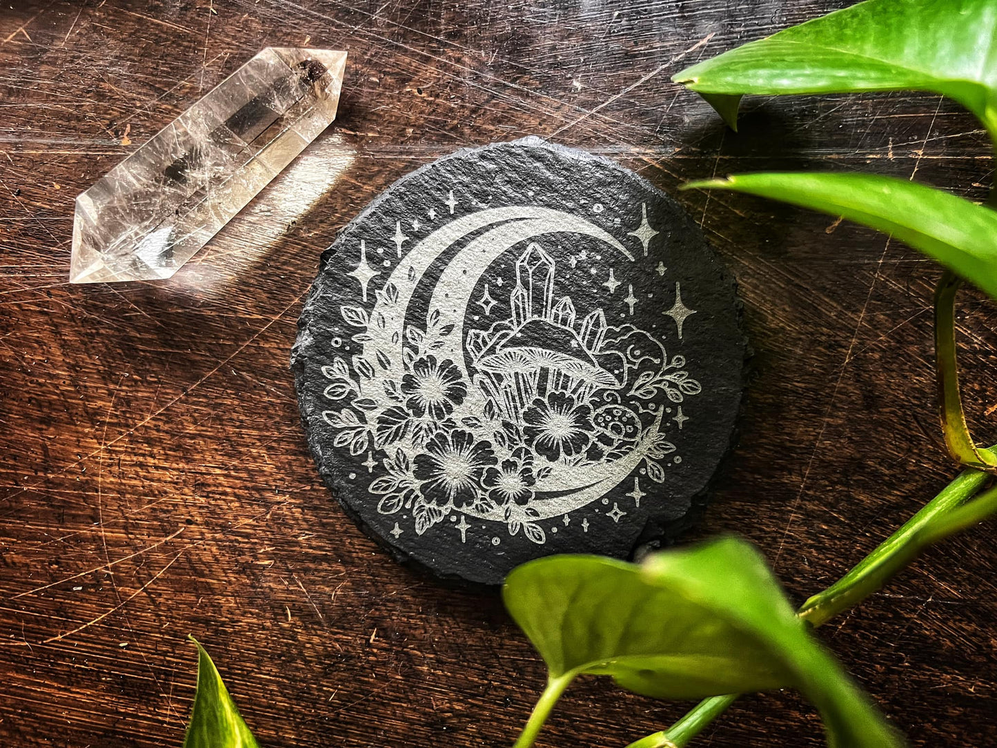 SLATE CRYSTAL MOON THEMED COASTERS