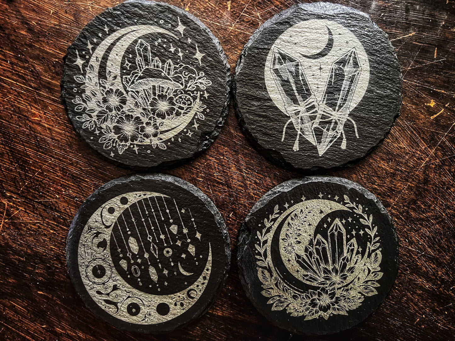 SLATE CRYSTAL MOON THEMED COASTERS