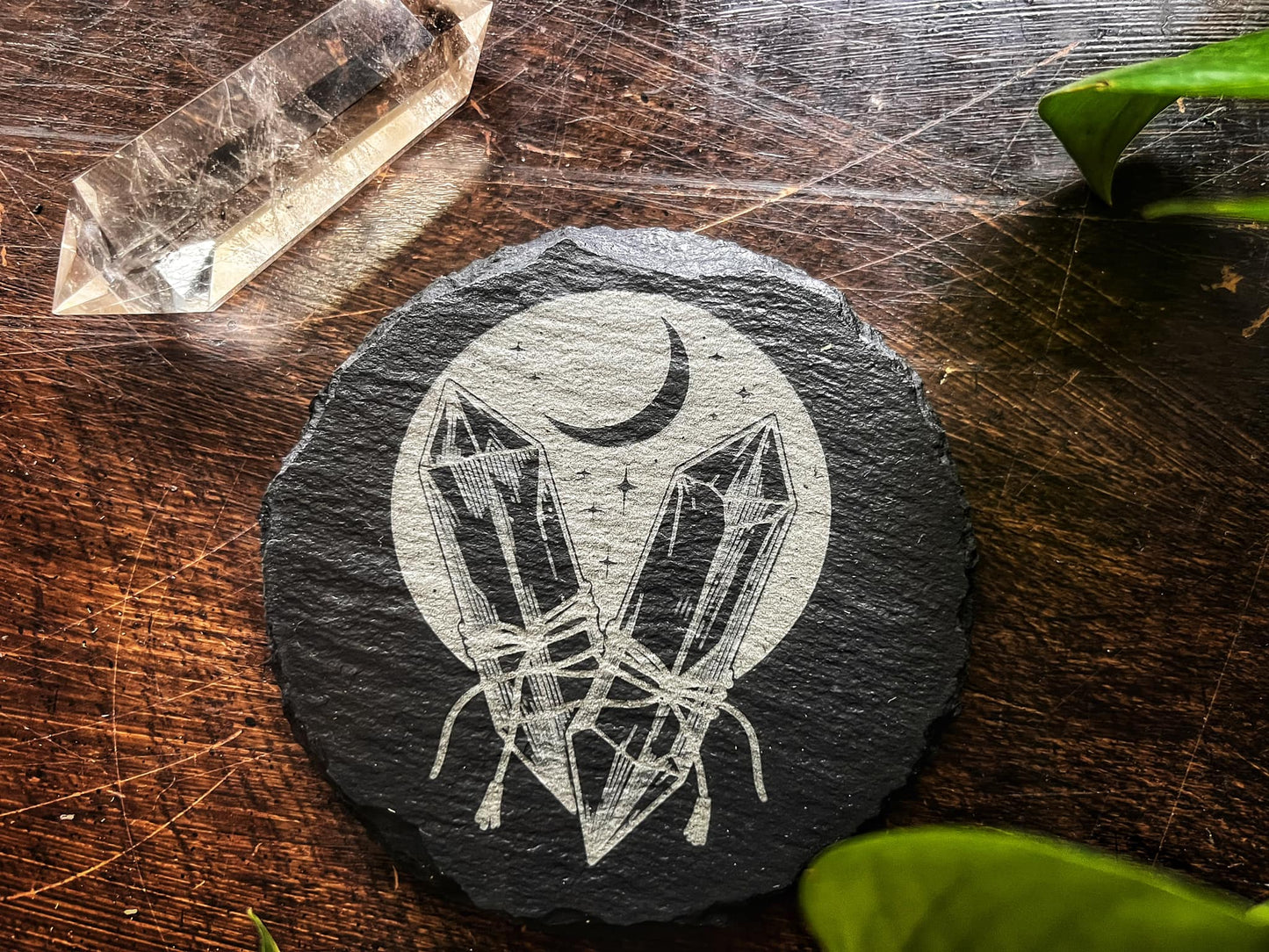 SLATE CRYSTAL MOON THEMED COASTERS